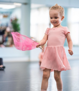 Toddler in ballet cloths