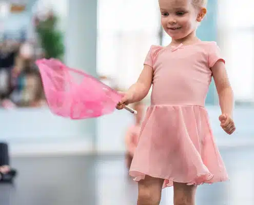 Toddler in ballet cloths